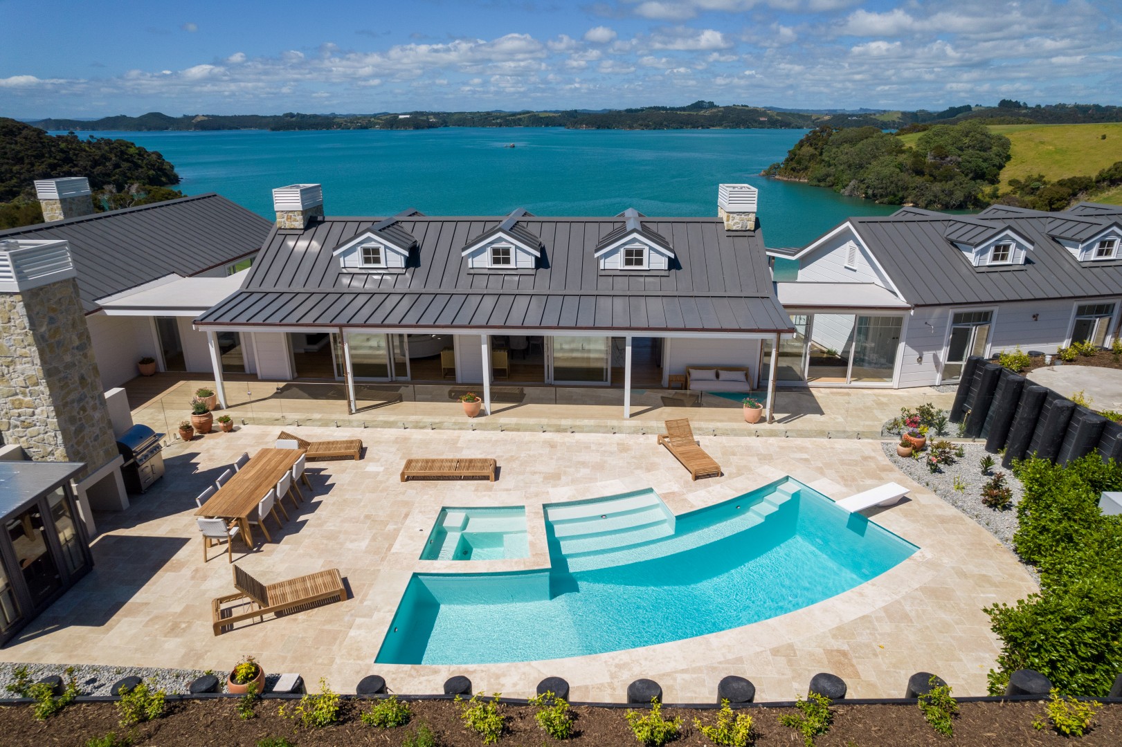 arcline-architecture-wiroa-station-residence-pool-courtyard-bay-of-islands-view-dormers