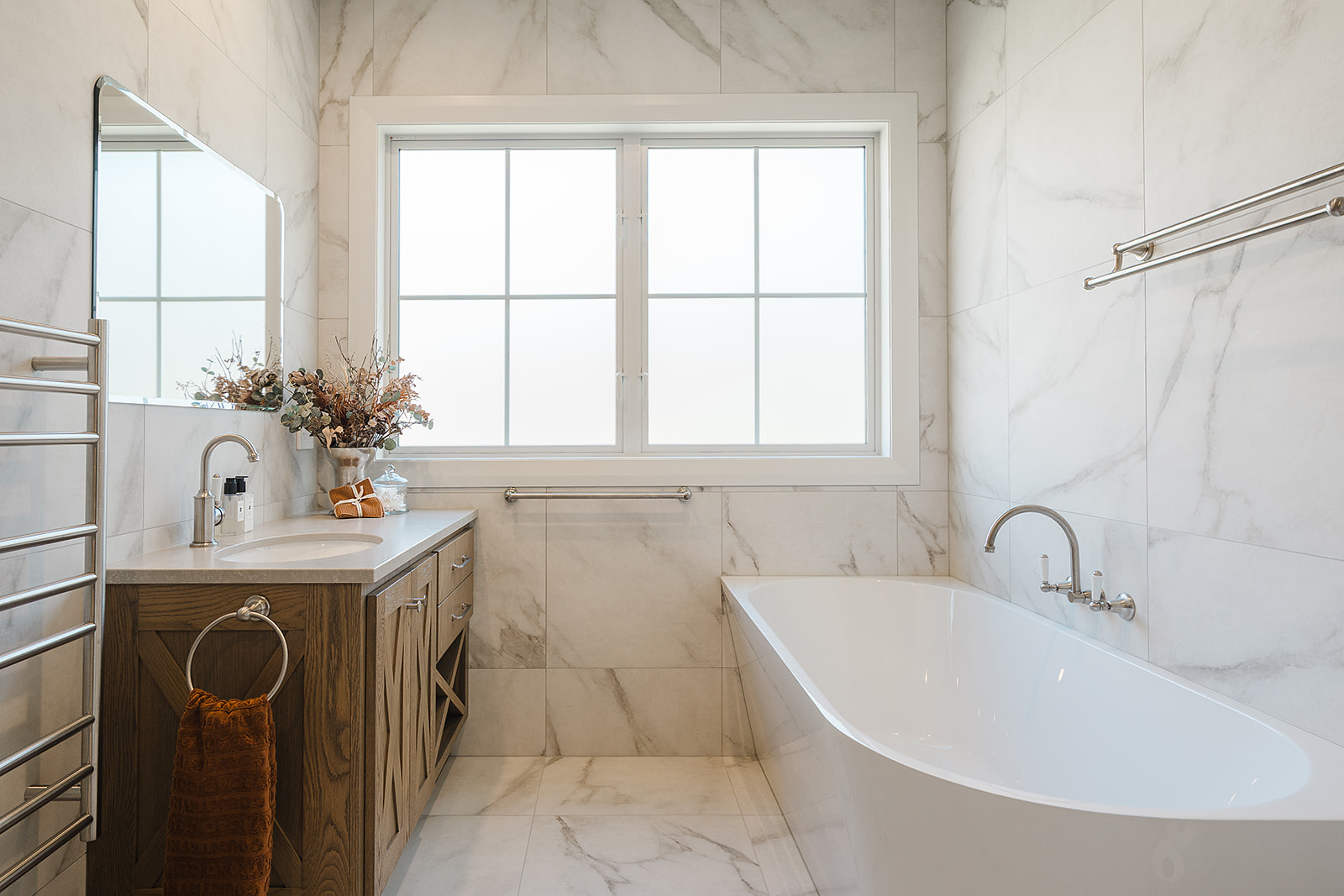 marble-ensuite-freestanding-bathtub-window-whangarei-country-farmhouse